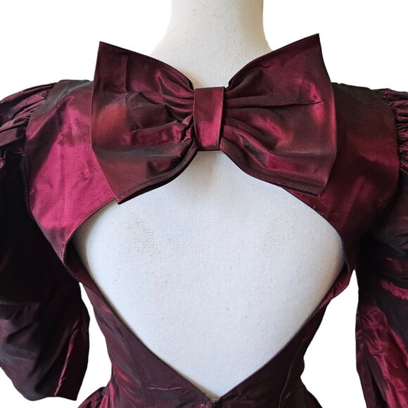 Vintage 90s Womens Size‎ 4 Burgundy Irridescent Prom Formal Gown Dress Regency - Picture 6 of 13